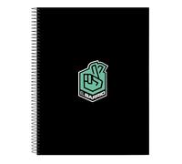 Safta KINGS LEAGUE EL BARRIO - Cahier 120 feuilles, couverture rigide, idéal pour enfants de différents âges, confortable et polyvalent, qualité et résistance, 21,5 x 31 cm, couleur noire