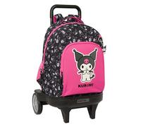safta Kuromi Grand sac à dos à roulettes compact amovible idéal pour les enfants de différents groupes d'âge, confortable et polyvalent, qualité et résistance, 33 x 22 x 45 cm, noir/fuchsia, noir