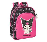 safta KUROMI - Sac à dos d'école pour enfants d'âge scolaire, confortable et polyvalent, qualité et résistance, 26 x 11 x 34 cm, noir/fuchsia, M, Décontracté