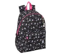 safta Kuromi Sac à dos pour ordinateur portable 14,1", idéal pour les jeunes de différents âges, confortable et polyvalent, qualité et résistance, 31 x 13 x 43 cm, noir/fuchsia, M, Décontracté
