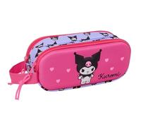 safta KUROMI Trousse double 3D, trousse pour enfant, idéale pour les enfants d'âge scolaire, confortable et polyvalente, qualité et résistance, 21 x 6 x 8 cm