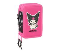 safta Kuromi - Trousse Scolaire avec 37 Outils Inclus, Trousse pour Enfant, idéale pour Les Enfants de 5 à 14 Ans, Confortable et Polyvalente, qualité et résistance, 12,5 x 5,5 x 19,5 cm, Noir