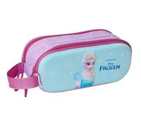 Safta La Reine des neiges 3D Trousse double 3D pour enfant, idéale pour les enfants d'âge scolaire, confortable et polyvalente, qualité et résistance, 21 x 6 x 8 cm, Bleu céleste/Rose, M, Décontracté