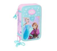 Safta La Reine des Neiges - Trousse scolaire avec 36 outils inclus, trousse pour enfant, idéale pour les enfants de 5 à 14 ans, confortable et polyvalente, 12,5 x 5,5 x 19,5 cm, violet/bleu ciel,