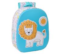 Safta LION 3D - Sac à dos d'école, avec design 3D, adaptable au chariot, idéal pour les enfants de différents âges, confortable et polyvalent, qualité et résistance, 27 x 10 x 33 cm, Blanc/bleu, M