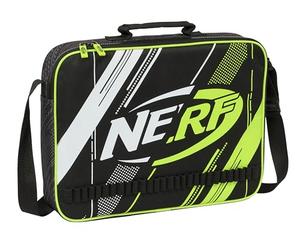 Safta M385b NERF Get Ready - Portefeuille extrascolaire, sac à bandoulière, confortable et polyvalent, qualité et résistance, 38 x 6 x 28 cm, couleur noire, unisexe, enfant, standard, Noir, Estándar