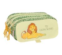 safta M710 812441710, Mufasa Triple Grande Trousse, idéale d'âge Scolaire, Confortable et Polyvalente, qualité et résistance, 21,5 x 8 x 10 cm, Vert/Beige Mixte Enfant, Estándar
