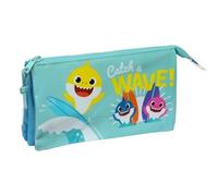 Safta M744 Baby Shark Surfer Trousse Triple Idéal d'âge Scolaire, Confortable et