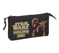 Mandalorian & GROGU - Trousse Triple, Trousse pour Enfant, idéale pour Les Enfants d'âge Scolaire, Confortable et Polyvalente, qualité et résistance, 22 x 3 x 12 cm
