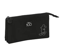 safta Mickey Mouse 100 Trousse Triple, Trousse pour Enfant, idéale pour Les Enfants de 5 à 14 Ans, Confortable et Polyvalent, qualité et résistance, 22 x 3 x 12 cm, Noir, Noir, Estándar, décontracté