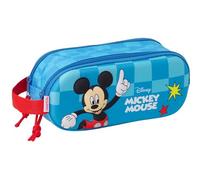 Safta Mickey Mouse 3D - Trousse double 3D, trousse pour enfant, idéale pour les enfants d'âge scolaire, confortable et polyvalente, qualité et résistance, 21 x 6 x 8 cm, bleu, M, Décontracté