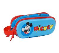 safta Mickey Mouse 3D Trousse Double 3D, Trousse pour Enfant, idéale pour Les Enfants d'âge Scolaire, Confortable et Polyvalente, qualité et résistance, 21 x 6 x 8 cm, Couleur Bleue, Bleu, Estándar,