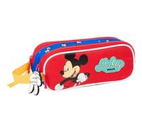 safta Mickey Mouse Good Day - Trousse Double Enfant, idéale pour Les Enfants d'âge Scolaire, Confortable et Polyvalente, qualité et résistance, 21 x 6 x 8 cm, Bleu, M, Décontracté