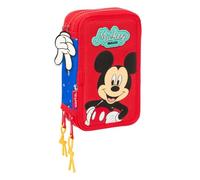 safta Mickey Mouse Good Day - Trousse Scolaire avec 37 Outils Inclus, Trousse pour Enfant, idéale pour Les Enfants de 5 à 14 Ans, Confortable et Polyvalente, qualité et résistance, 12,5 x 5,5 x 19,5