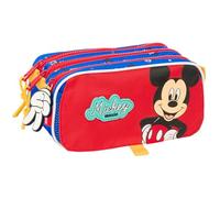 safta Mickey Mouse Good Day - Trousse Triple Grande Trousse pour Enfant, idéale pour Les Enfants d'âge Scolaire, Confortable et Polyvalente, qualité et résistance, 21,5 x 8 x 10 cm, Bleu, M,