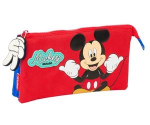safta Mickey Mouse Good Day Trousse Triple pour Enfant, idéale pour Les Enfants d'âge Scolaire, Confortable et Polyvalente, qualité et résistance, 22 x 3 x 12 cm, Bleu, M, Décontracté