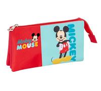 safta Mickey Mouse - Trousse Triple, Trousse pour Enfant, idéale pour Les Enfants d'âge Scolaire, Confortable et Polyvalente, qualité et résistance, 22 x 3 x 12 cm