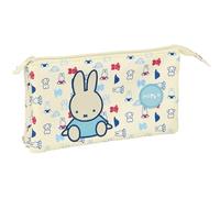 safta Miffy Buddy - Trousse Triple Facile à Nettoyer, Trousse pour Enfant, idéale pour Les Enfants d'âge Scolaire, Confortable et Polyvalente, qualité et résistance, 22 x 3 x 12 cm, Beige Pastel, M