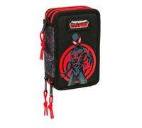 Safta Miles Morales 12.5x19.5x5.5 Cm Triple Pencil Case Noir Homme
