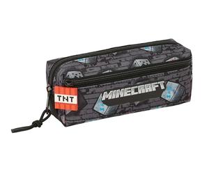 safta Minecraft Graffiti - Trousse Triple Petite, Trousse pour Enfant, idéale pour Les Enfants d'âge Scolaire, Confortable et Polyvalente, qualité et résistance, 22 x 6 x 8,5 cm