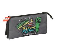 Minecraft Graffiti - Trousse Triple, Trousse pour Enfant, idéale pour Les Enfants d'âge Scolaire, Confortable et Polyvalente, qualité et résistance, 22 x 3 x 12 cm