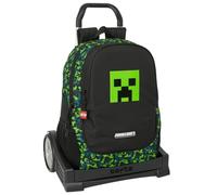 safta MINECRAFT TNT - Sac à dos ergonomique, avec chariot Evolution, idéal pour enfants de différents âges, confortable et polyvalent, qualité et résistance, 32 x 16 x 44 cm, multicolore, M,