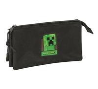 safta Minecraft - Trousse Triple, Trousse pour Enfant, idéale pour Les Enfants d'âge Scolaire, Confortable et Polyvalente, qualité et résistance, 22 x 3 x 12 cm