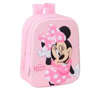 Safta Minnie Mouse 3D - Sac à dos de crèche 3D, adaptable au chariot, nettoyage facile, idéal pour les enfants de différents âges, confortable et polyvalent, qualité et résistance, 22 x 10 x 27 cm