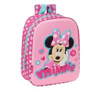 Safta Minnie Mouse 3D - Sac à dos de crèche 3D, adaptable au chariot, nettoyage facile, idéal pour les enfants de différents âges, confortable et polyvalent, qualité et résistance, 22 x 10 x 27 cm