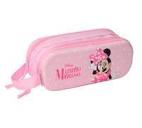 Safta Minnie Mouse 3D Trousse Double 3D pour Enfant, idéale pour Les Enfants d'âge Scolaire, Confortable et Polyvalente, qualité et résistance, 21 x 6 x 8 cm, Rose, M, Décontracté