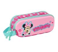 Safta Trousse double Minnie Mouse 3D - Pour enfant, 21 x 6 x 8 cm, Rose