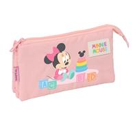 safta Minnie Mouse Baby - Trousse triple, trousse pour enfant, idéale pour les enfants d'âge scolaire, confortable et polyvalent, qualité et résistance, 22 x 3 x 12 cm