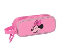 Safta Minnie Mouse Loving Trousse Double pour Enfant, idéale pour Les Enfants d'âge Scolaire, Confortable et Polyvalente, qualité et résistance, 21 x 6 x 8 cm, Rose, Rose, Estándar, Décontracté