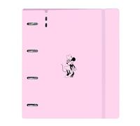 Safta Minnie Mouse Naive Classeur avec 4 anneaux de 35 mm, avec recharge, 100 feuilles A4, idéal pour enfants de différents âges, confortable et polyvalent, qualité et résistance, 27 x 4 x 32 cm, rose