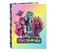 Safta MONSTER HIGH Classeur à 4 anneaux pour enfants de différents âges, confortable et polyvalent, qualité et résistance, noir 26,5 x 33 cm, Noir, Estándar, décontracté