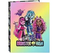 Safta Monster High Classeur À 4 Anneaux Pour Enfants De Différents Âges, Confortable Et Polyvalent, Qualité Et Résistance, Noir