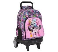 Safta Sac à dos à roulettes Monster High Drama Compact Evolutive amovible Rose 33 x 22 x 45 cm