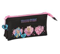 safta Monster High - Trousse Triple, Trousse pour Enfant, idéale pour Les Enfants d'âge Scolaire, Confortable et Polyvalente, qualité et résistance, 22 x 3 x 12 cm