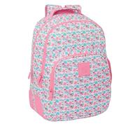 Safta Moos Flores - Sac à dos double adaptable à chariot, tissu recyclable, idéal pour les enfants de différents âges, confortable et polyvalent, qualité et résistance, 32 x 15 x 42 cm, couleur