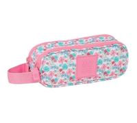 Safta Moos Flores - Trousse Double, Tissu Recyclable, Trousse Pour Enfant, Idéale Pour Les Enfants D'âge Scolaire, Confortable Et