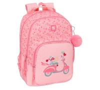 Safta MOOS PASSION - Sac à dos double adaptable chariot, tissu recyclable, idéal pour les enfants de différents âges, confortable et polyvalent, qualité et résistance, 32 x 15 x 42 cm, multicolore, M,