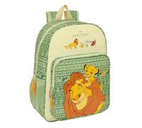 safta MUFASA - Sac à dos scolaire pour enfant, adaptable au chariot, idéal pour les enfants d'âge scolaire, confortable et polyvalent, qualité et résistance, 33 x 14 x 42 cm, couleur vert/beige,