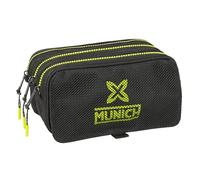 Safta Munich Beat Trousse Triple Grande Trousse pour Enfant, idéale pour Les Enfants d'âge Scolaire, Confortable et Polyvalente, qualité et résistance, 21,5 x 8 x 10 cm, Couleur Noire, Noir,