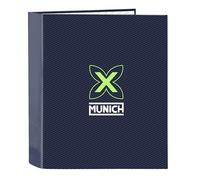 Safta Munich Blue Indigo Classeur à 4 anneaux, idéal pour enfants de différents âges, confortable et polyvalent, qualité et résistance, 27 x 6 x 33 cm, Bleu indigo, M, Décontracté