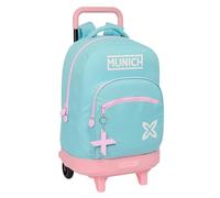 Safta Munich Heaven - Grand Sac à Dos à roulettes, Compact, Amovible, idéal pour Enfants de différents âges, Confortable et Polyvalent, qualité et résistance, 33 x 22 x 45 cm, Couleur Bleu Ciel, Bleu