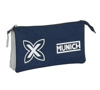 Safta Munich Marine - Trousse triple, trousse pour enfant, idéale pour les enfants d'âge scolaire, confortable et polyvalente, qualité et résistance, 22 x 3 x 12 cm, couleur, bleu marine, Estándar,