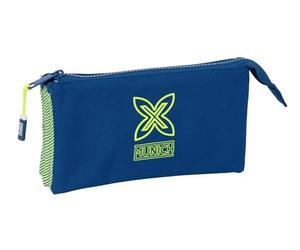 safta Munich North - Trousse Triple, Trousse pour Enfant, idéale pour Les Enfants d'âge Scolaire, Confortable et Polyvalente, qualité et résistance, 22 x 3 x 12 cm, Bleu Marine, M, Décontracté