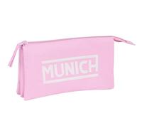 Safta Munich Rosa Trousse Triple pour Enfant, idéale pour Les Enfants d'âge Scolaire, Confortable et Polyvalente, qualité et résistance, 22 x 3 x 12 cm, Couleur