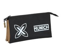 Safta Munich - Trousse Triple - Trousse pour Enfant, idéale pour Les Enfants d'âge Scolaire, Confortable et Polyvalente, qualité et résistance, 22 x 3 x 12 cm, Couleur, Noir/Anthracite, Estándar,