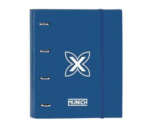 Safta MUNICH ULTRAMAR Classeur 4 anneaux de 35 cm avec 100 feuilles A4, idéal pour enfants de différents âges, confortable et polyvalent, qualité et résistance, 27 x 3,5 x 32 cm, couleur, Bleu (Azul